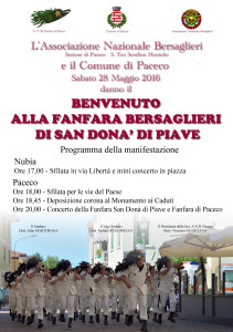 Manifesto di benvenuto alla Fanfara di San Donà di Piave